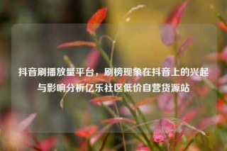 抖音刷播放量平台，刷榜现象在抖音上的兴起与影响分析亿乐社区低价自营货源站