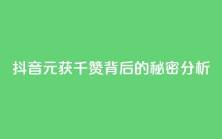 抖音1元获千赞背后的秘密分析