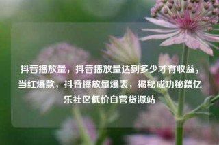 抖音播放量，抖音播放量达到多少才有收益，当红爆款，抖音播放量爆表，揭秘成功秘籍亿乐社区低价自营货源站