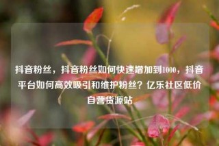 抖音粉丝，抖音粉丝如何快速增加到1000，抖音平台如何高效吸引和维护粉丝？亿乐社区低价自营货源站