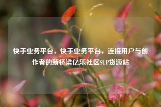 快手业务平台，快手业务平台，连接用户与创作者的新桥梁亿乐社区SUP货源站