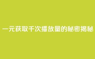 一元获取千次播放量的秘密揭秘