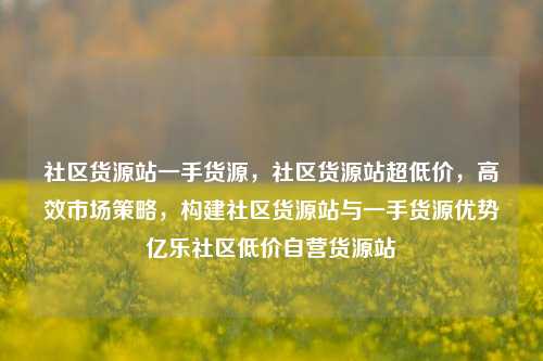 社区货源站一手货源，社区货源站超低价，高效市场策略	，构建社区货源站与一手货源优势亿乐社区低价自营货源站  第1张